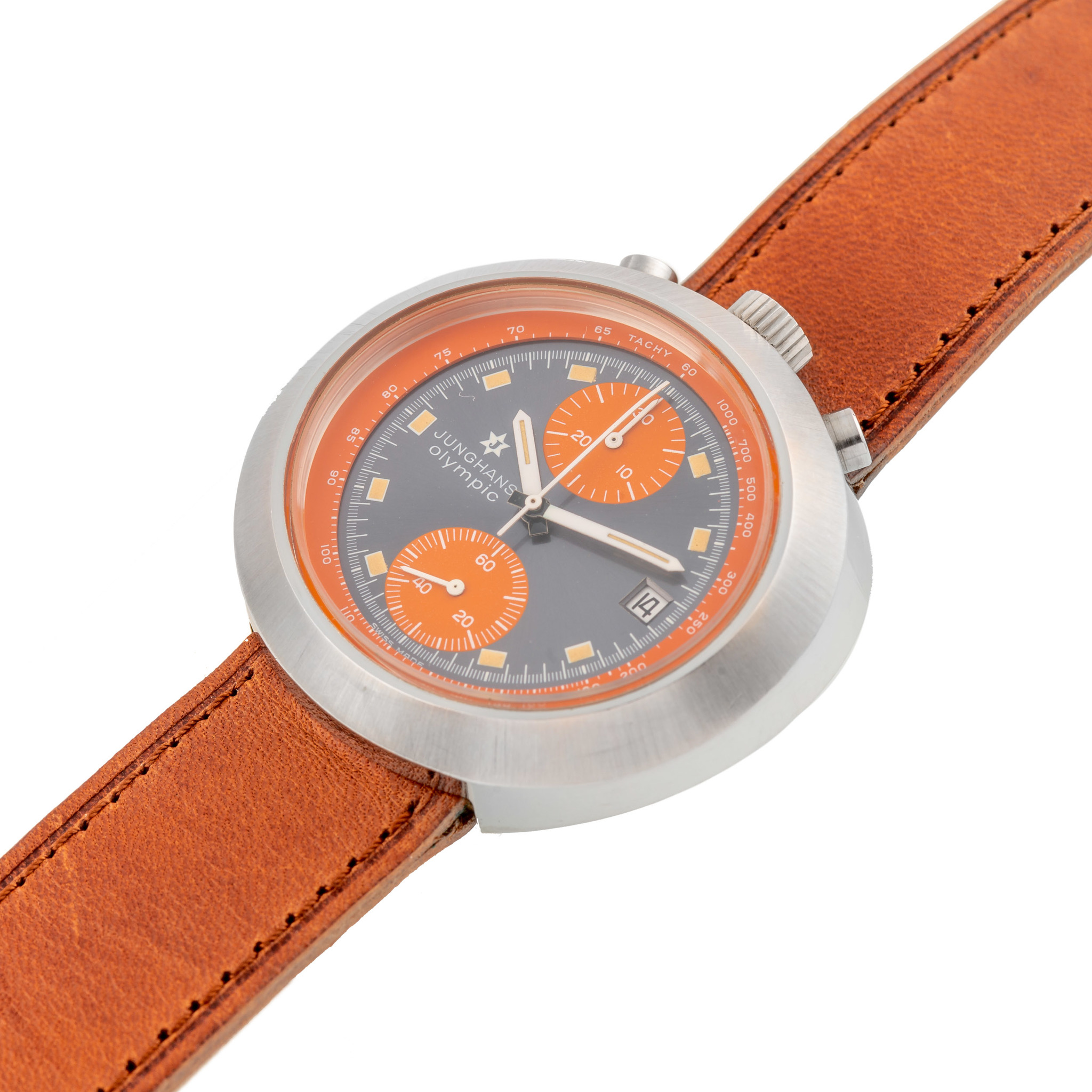 JUNGHANS OLYMPIC BULLHEAD CHRONOGRAPH STEEL Only Online Auction