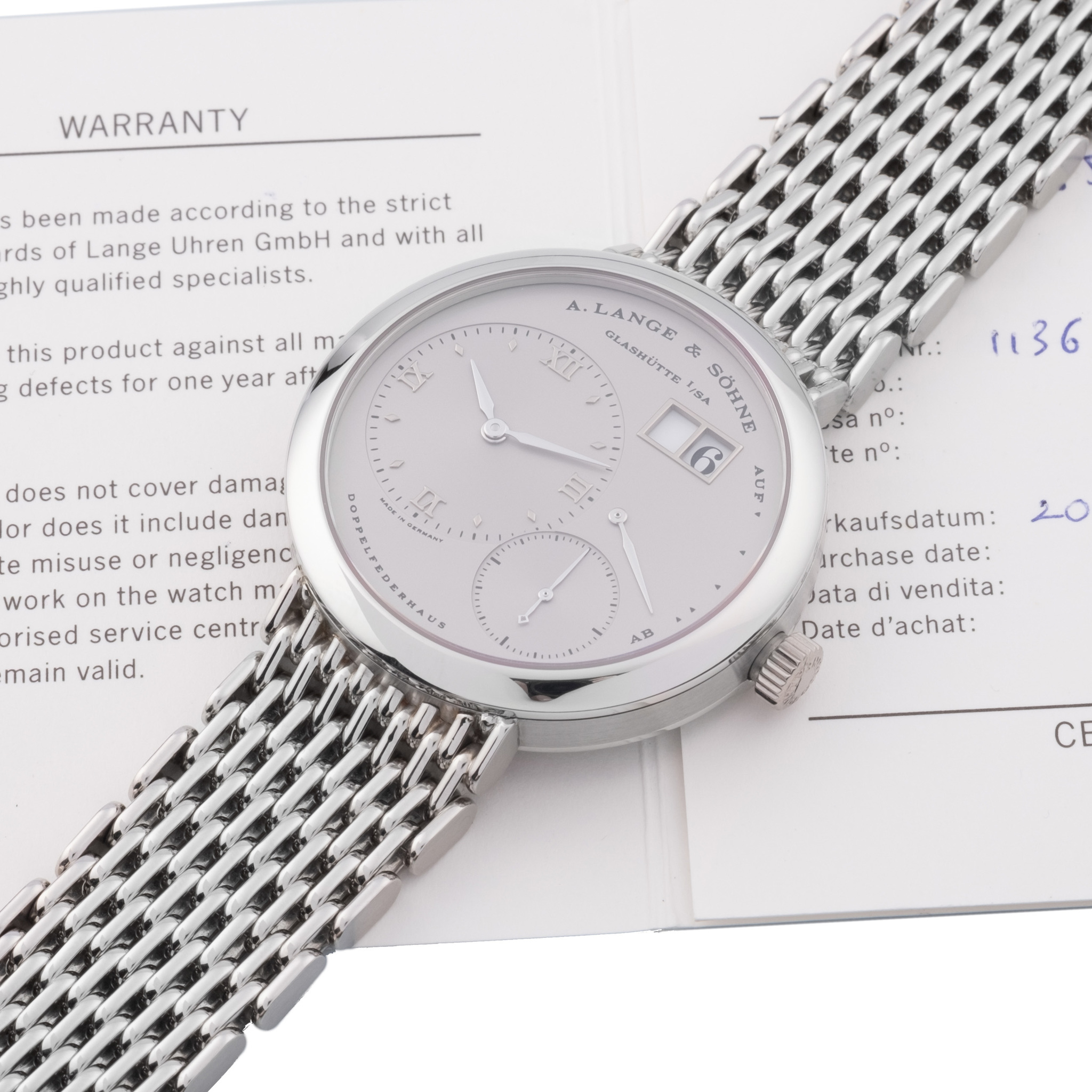 LANGE SOHNE REF. 151.025 LANGE 1 INTEGRATED PLATINUM BRACELET PLATINUM Geneva